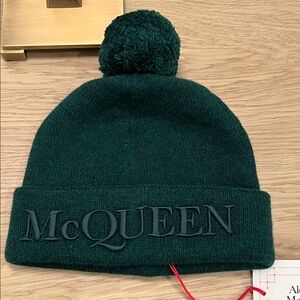 Alexander McQueen Forest Green Pom-Pom Beanie